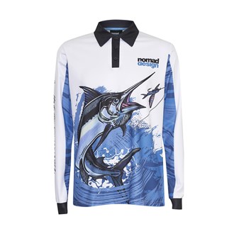 Collared Fishing Jersey Mighty Marlin White